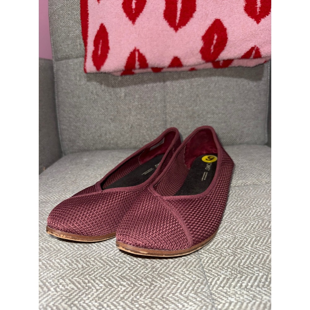 TOMS Womens Jutti Neat Burgundy Knit Pointed Toe Ballet Flats Size 9 Maroon